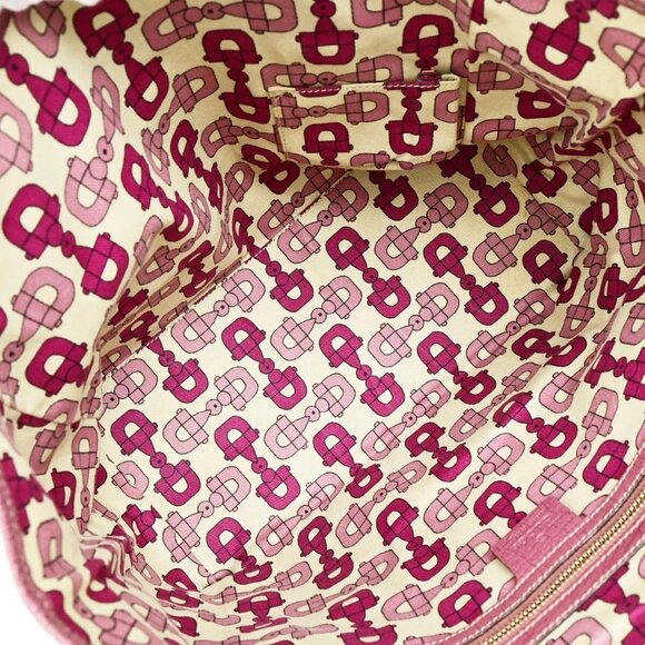 GUCCI Logo GG Pattern Shoulder Tote Bag Canvas Leather Brown Pink Italy - Picture 6 of 16